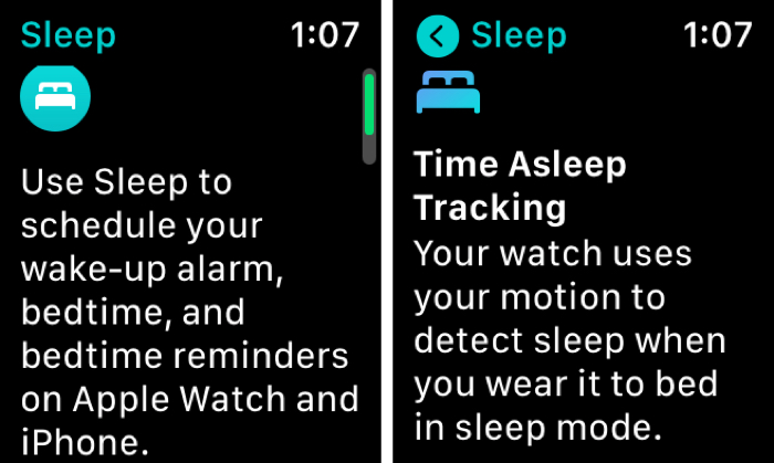 اپلیکیشن Sleep در اپل واچ