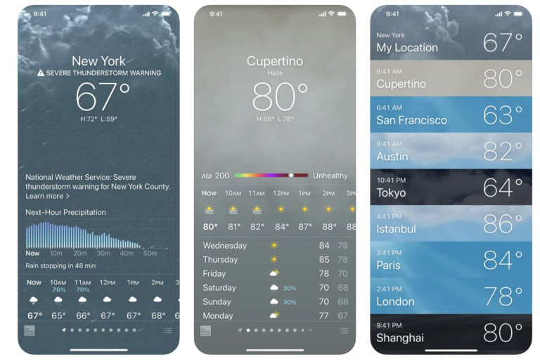 آموزش کار با اپلیکیشن آب و هوا در iOS 15
