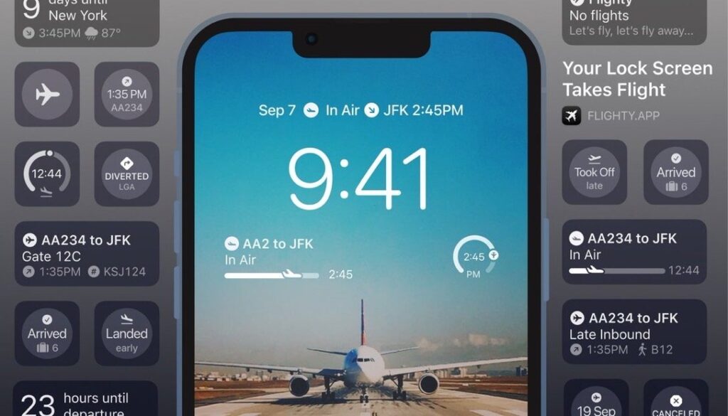 Flighty در ویجت‌های صفحه قفل iOS 16