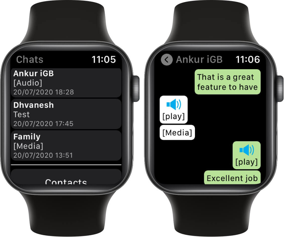 اجرای پیام‌های صوتی دریافتی واتساپ Apple Watch