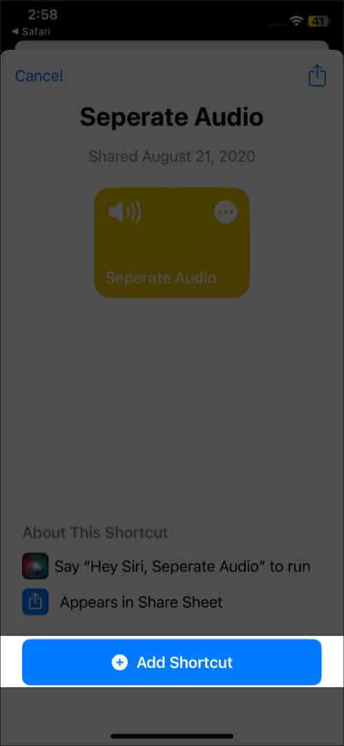 جدا کردن صدا از فیلم با استفاده از Shortcuts App