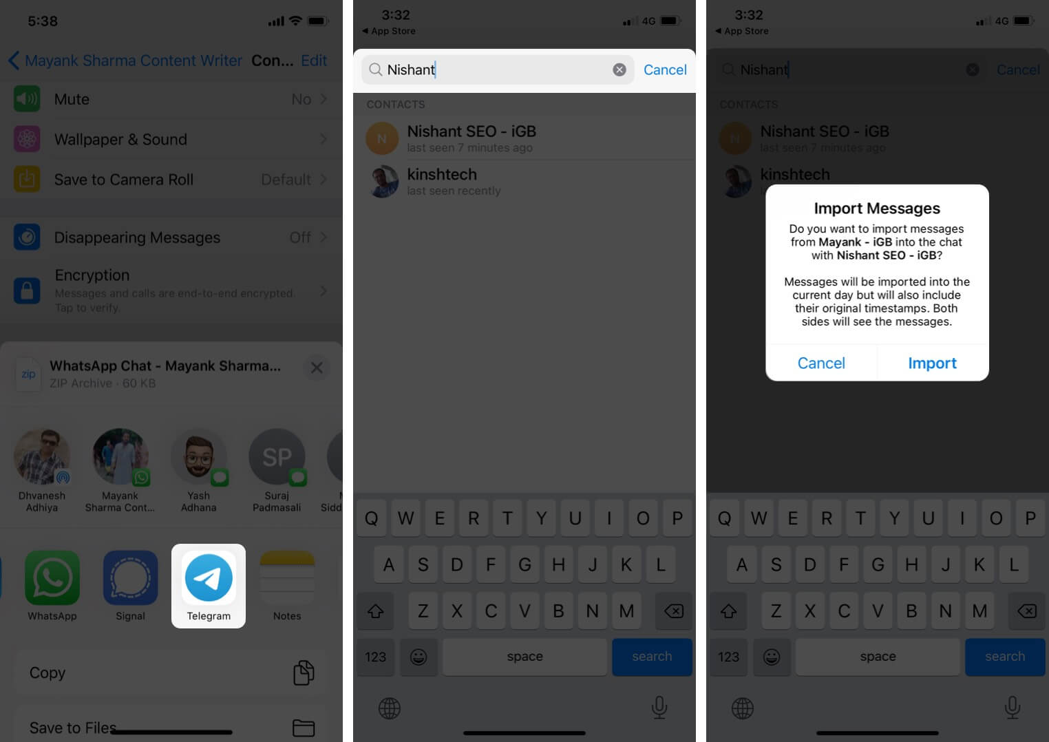 انتقال تاریخچه چت واتس اپ به تلگرام در آیفون