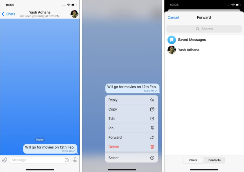 ذخیره پیام‌ها در تلگرام