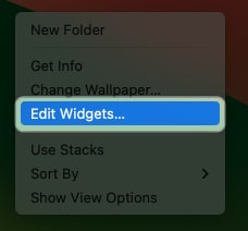 بر روی Edit Widgets کلیک کنید