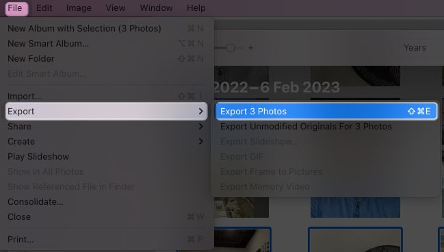 Export X photos را انتخاب کنید